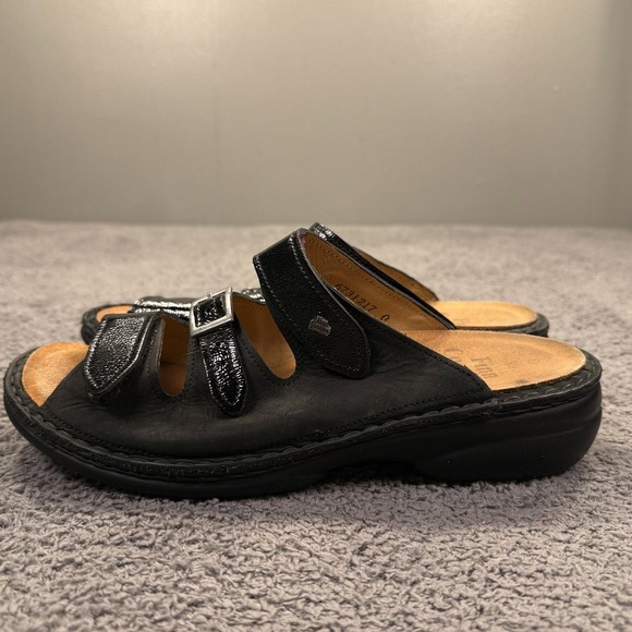 Finn Comfort Sandals Womens Size 39 Black Slide Shoes Leather Orthopedic Germany - Picture 5 of 10